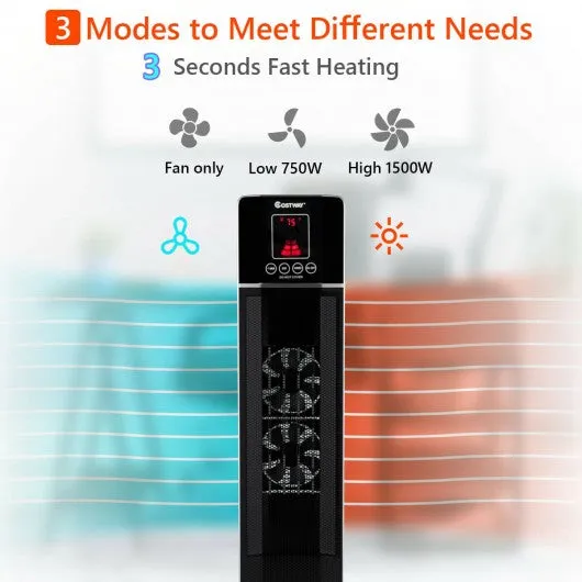 1500W Portable Tower Heater w/ Timer Remote Control