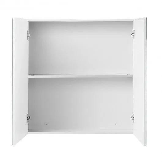 2-Tier Wall-Mounted Storage Cabinet with Double Mirror Doors