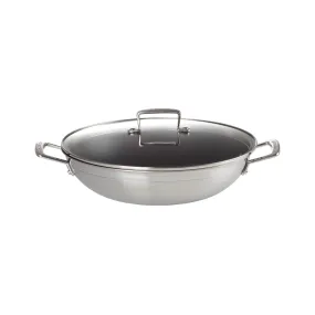 3-Ply Stainless Steel Wok with Glass Lid | Non-Stick | 30cm