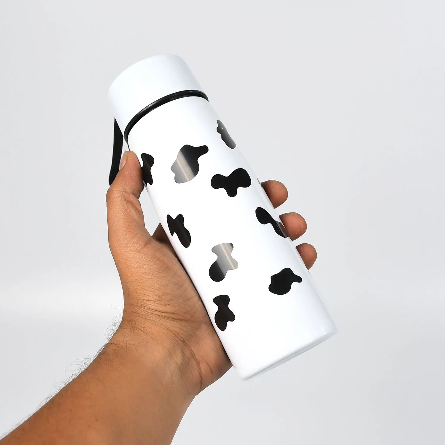 6784 Cow Print Stainless Steel Design Water Bottle Easy To Carry Bottle Leak-Proof Bottle For Office Bottle | Gym Bottle | Home | Kitchen | Hiking | Treking Bottle | Travel Bottle  ( 400ml )