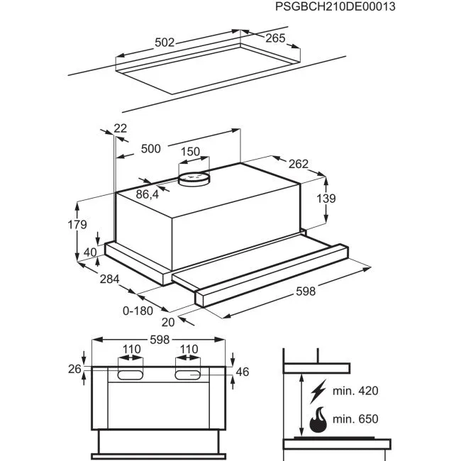 AEG DPB3632S Telescopic Hood - Silver