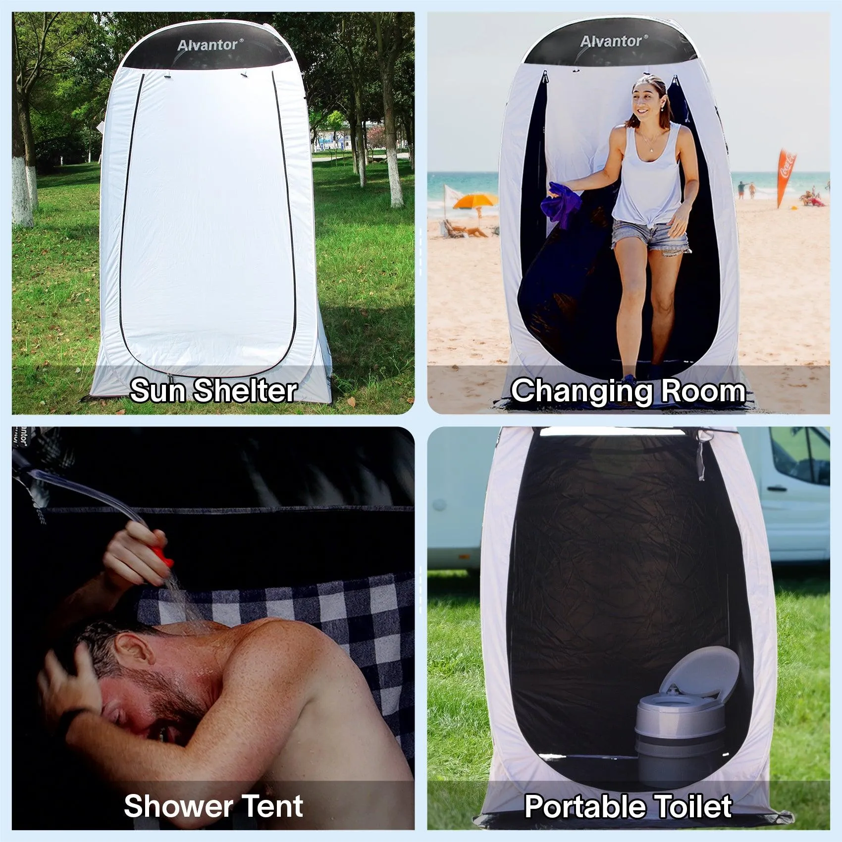 Alvantor Pop Up Shower Tent with Floor, Portable Trade Changing Room