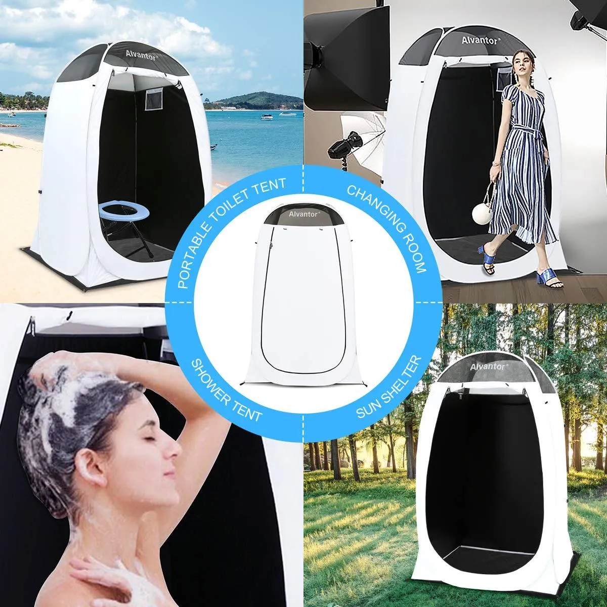 Alvantor Pop Up Shower Tent with Floor, Portable Trade Changing Room