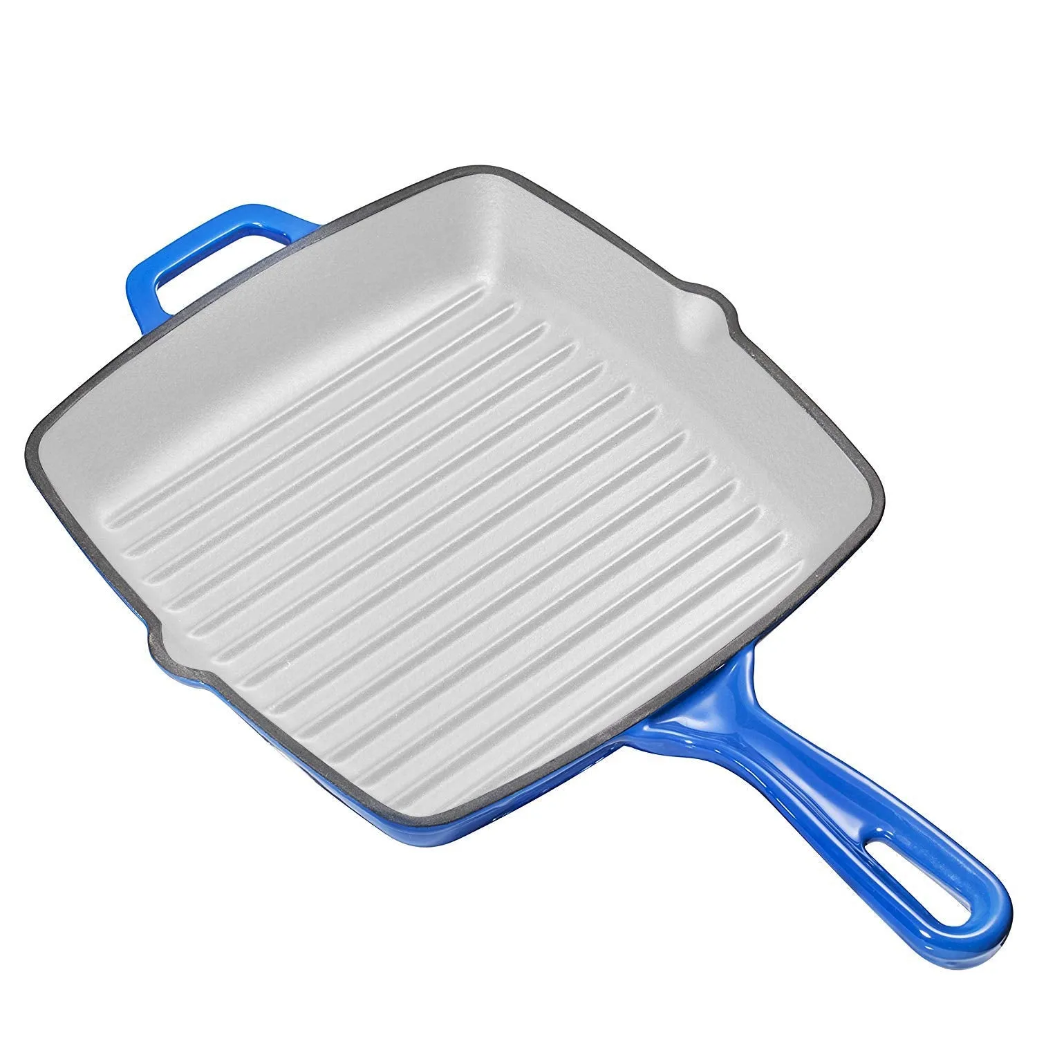 Bruntmor 10 Inch Square Cast Iron Grill Pan Skillet Grill Pan with Easy Grease Draining