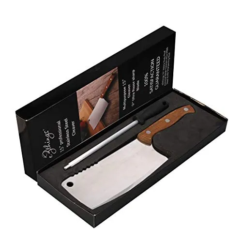 eZthings Heavy Duty Professional Cutting Cleavers - Stain-Corrosion Resistant for Commercial Cookware Restaurant Knives