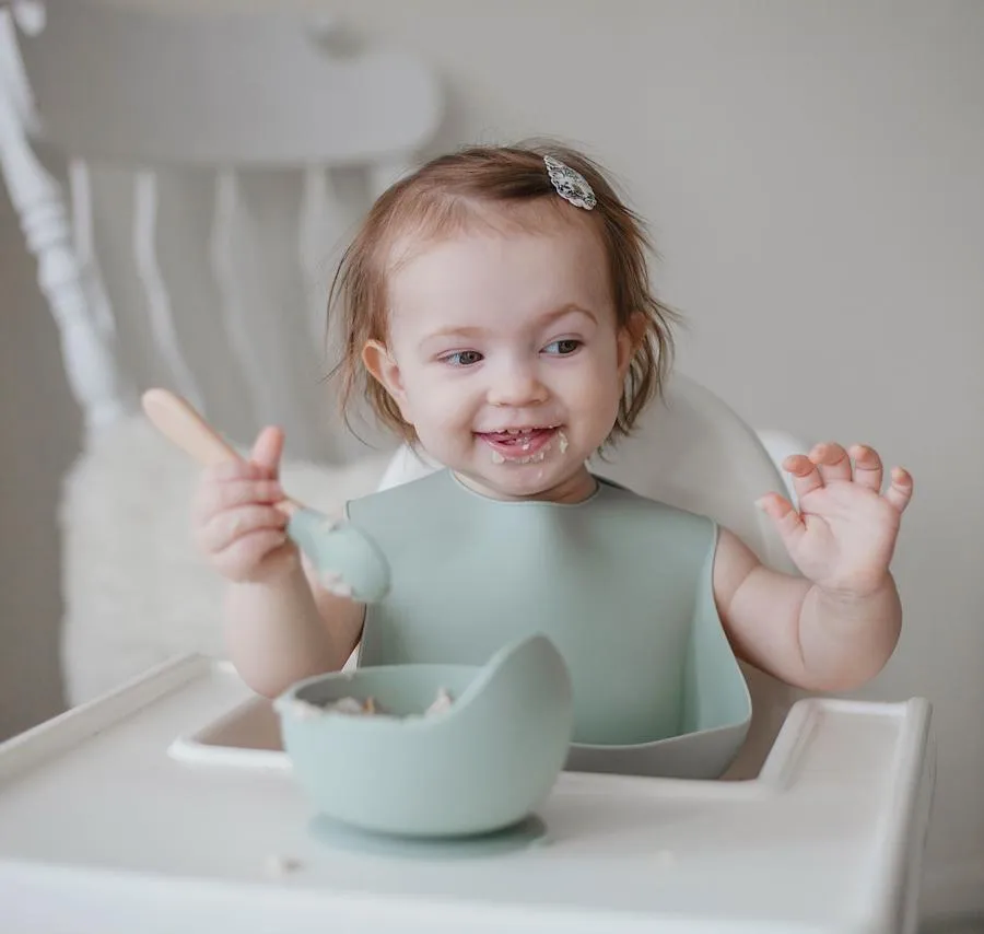 Glitter & Spice Silicone Bowl   Spoon Set - Delicate Pink