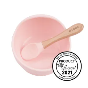 Glitter & Spice Silicone Bowl   Spoon Set - Delicate Pink