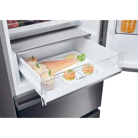 Haier HTW5618EWMP Frost Free Fridge Freezer Dark Inox