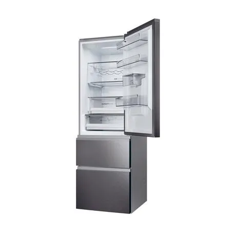 Haier HTW5618EWMP Frost Free Fridge Freezer Dark Inox