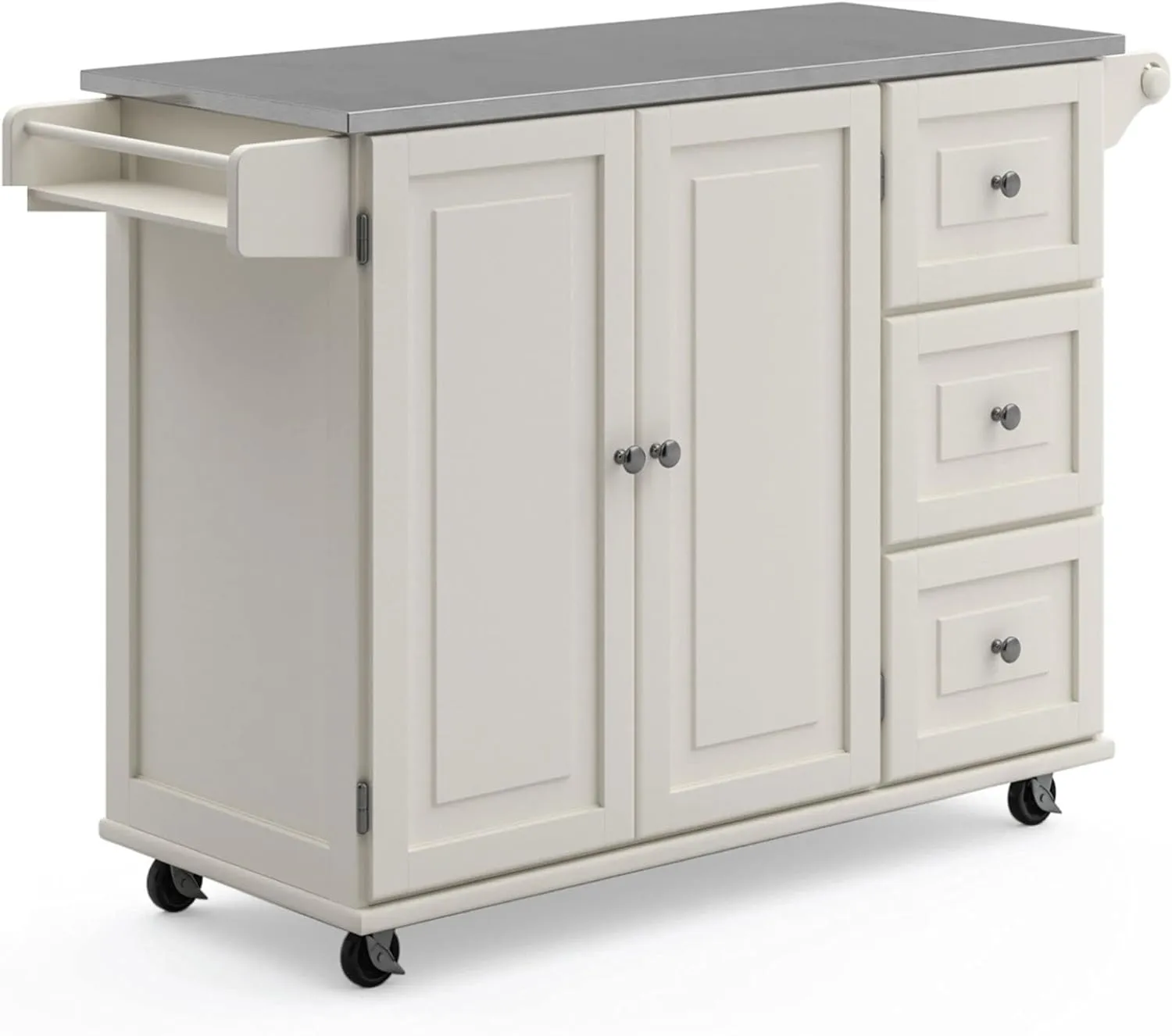 Homestyles Mobile Kitchen Island Cart with Stainless Steel Top, Sage Green