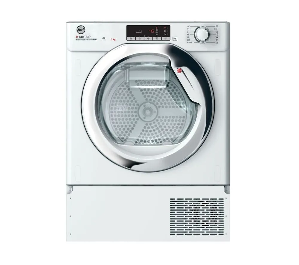 Hoover BHTDH7A1TCE Integrated Heat Pump Condenser Tumble Dryer 7kg,WiFi-enabled White