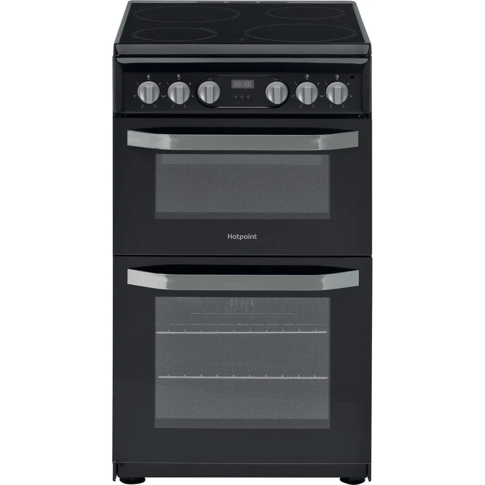 HOTPOINT HD5V93CCB 50cm Double Oven Electric Cooker With Ceramic Hob - Black