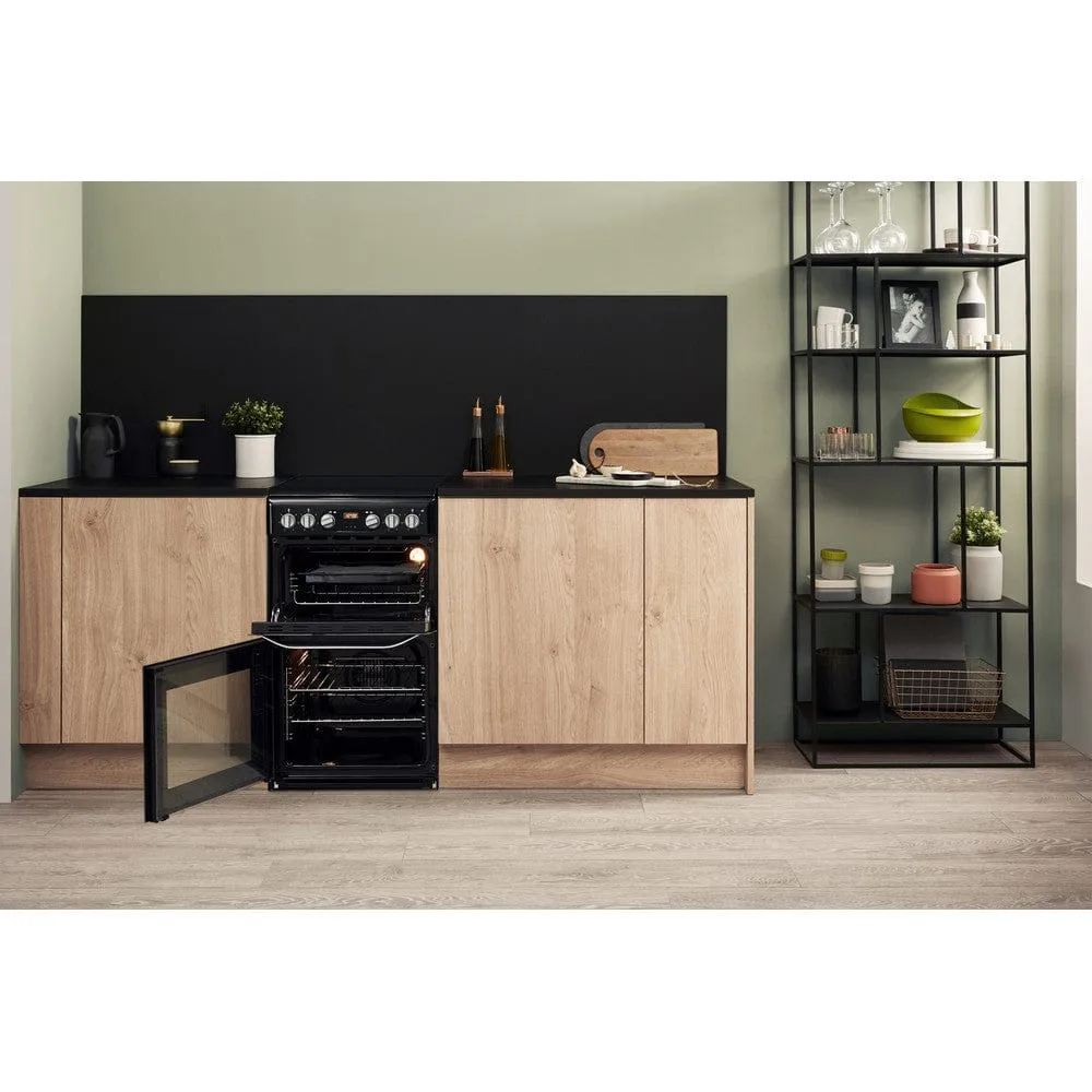 HOTPOINT HD5V93CCB 50cm Double Oven Electric Cooker With Ceramic Hob - Black