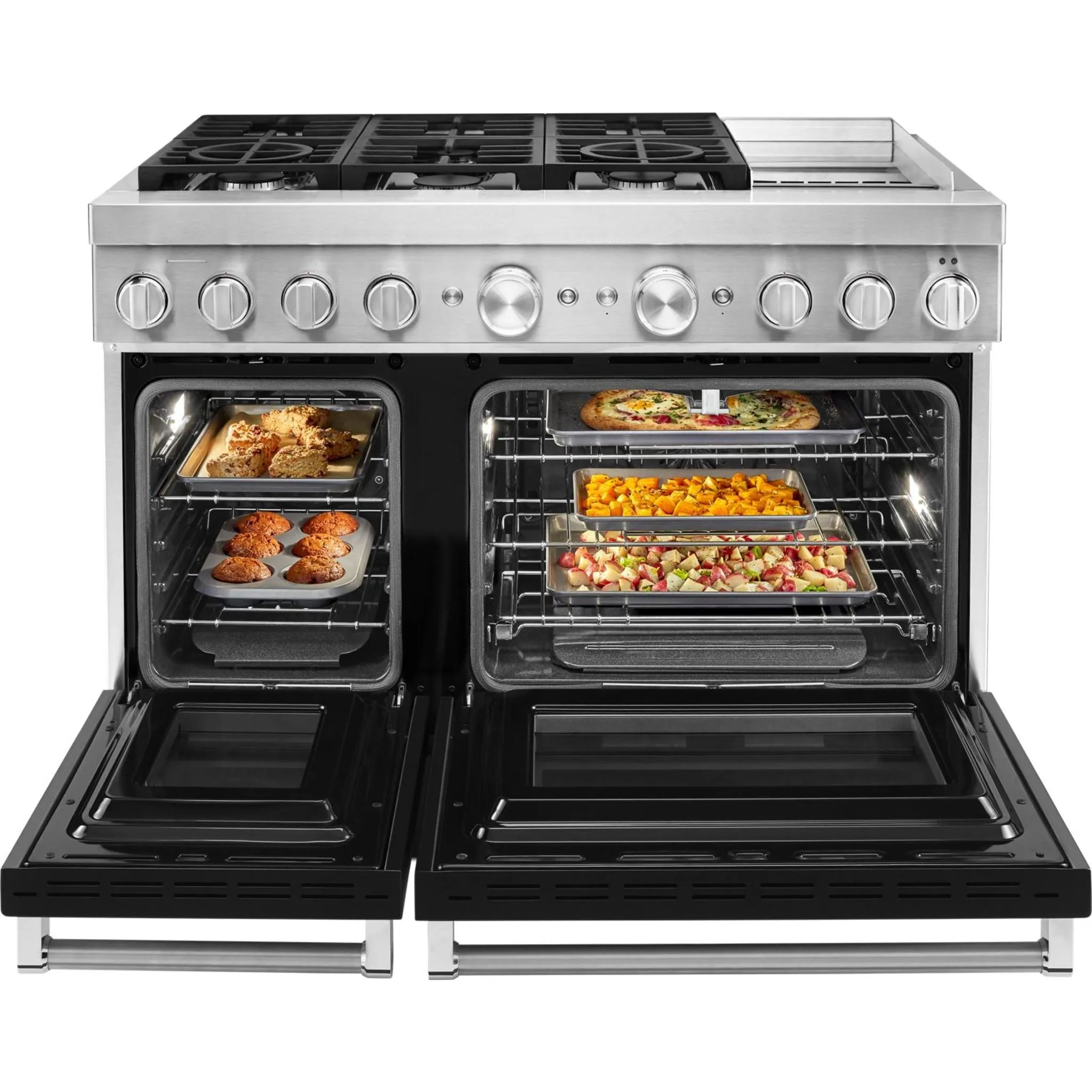 KitchenAid  48'' Smart Commercial-Style Dual Fuel Range with Griddle (KFDC558JBK)