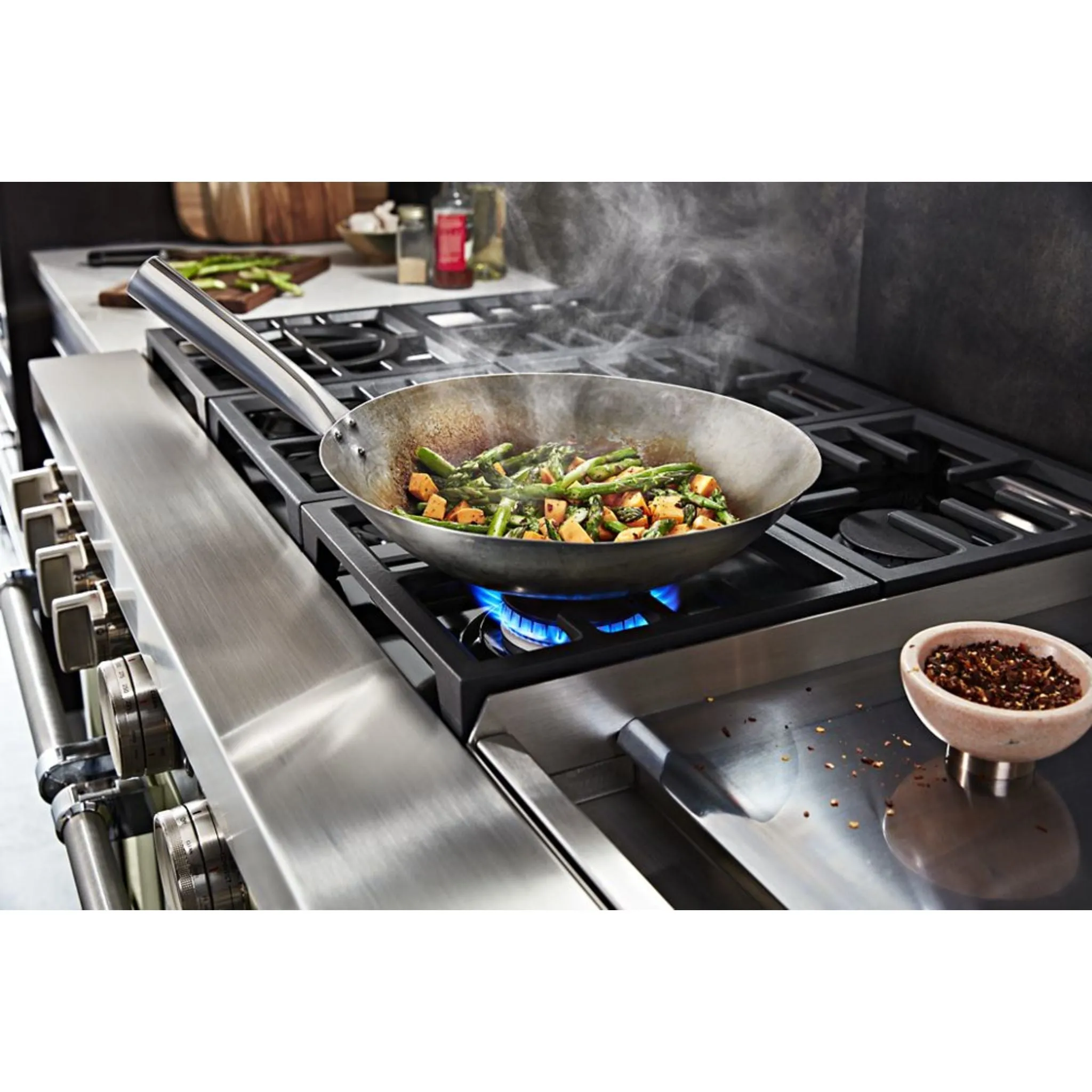 KitchenAid  48'' Smart Commercial-Style Dual Fuel Range with Griddle (KFDC558JBK)