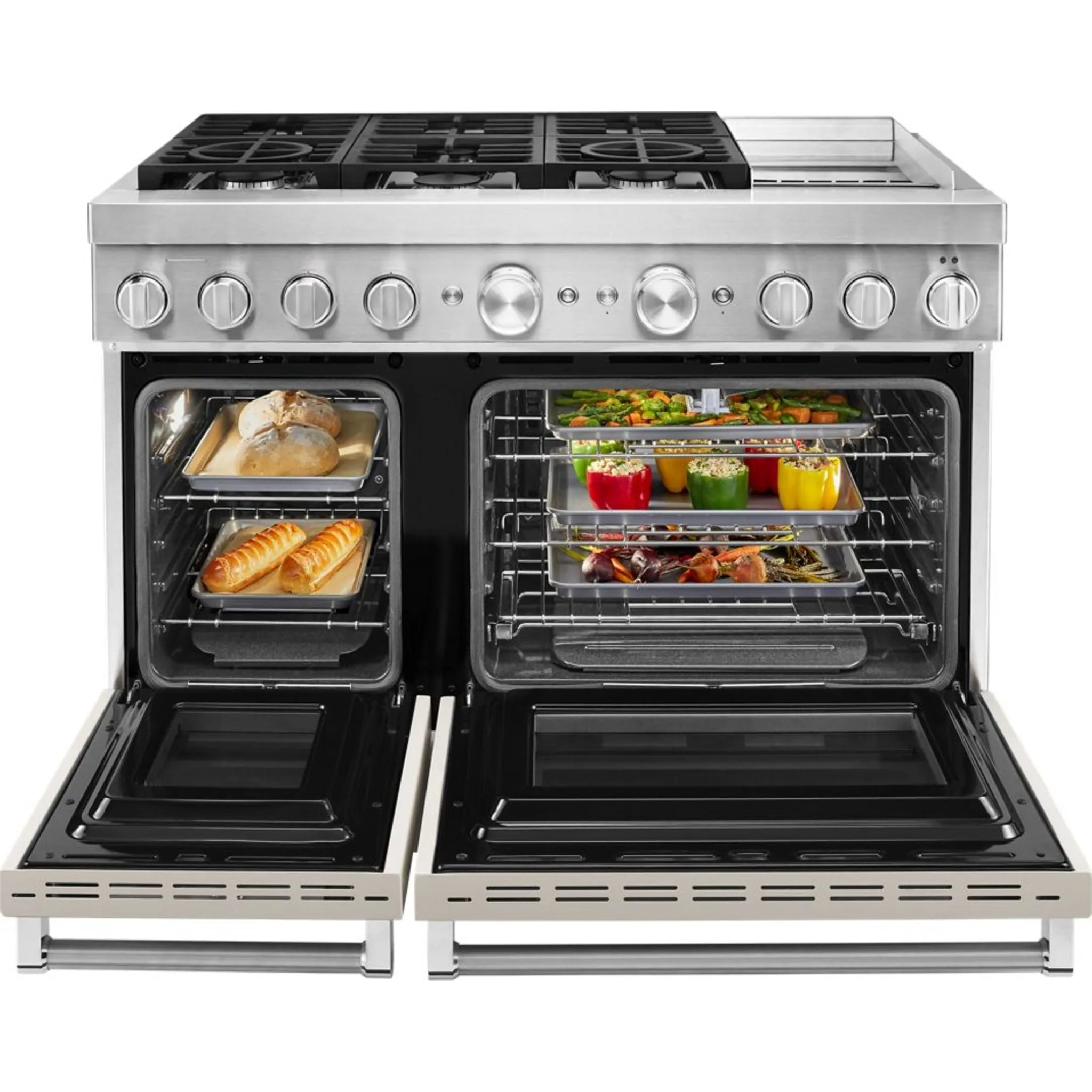 KitchenAid  48'' Smart Commercial-Style Dual Fuel Range with Griddle (KFDC558JBK)