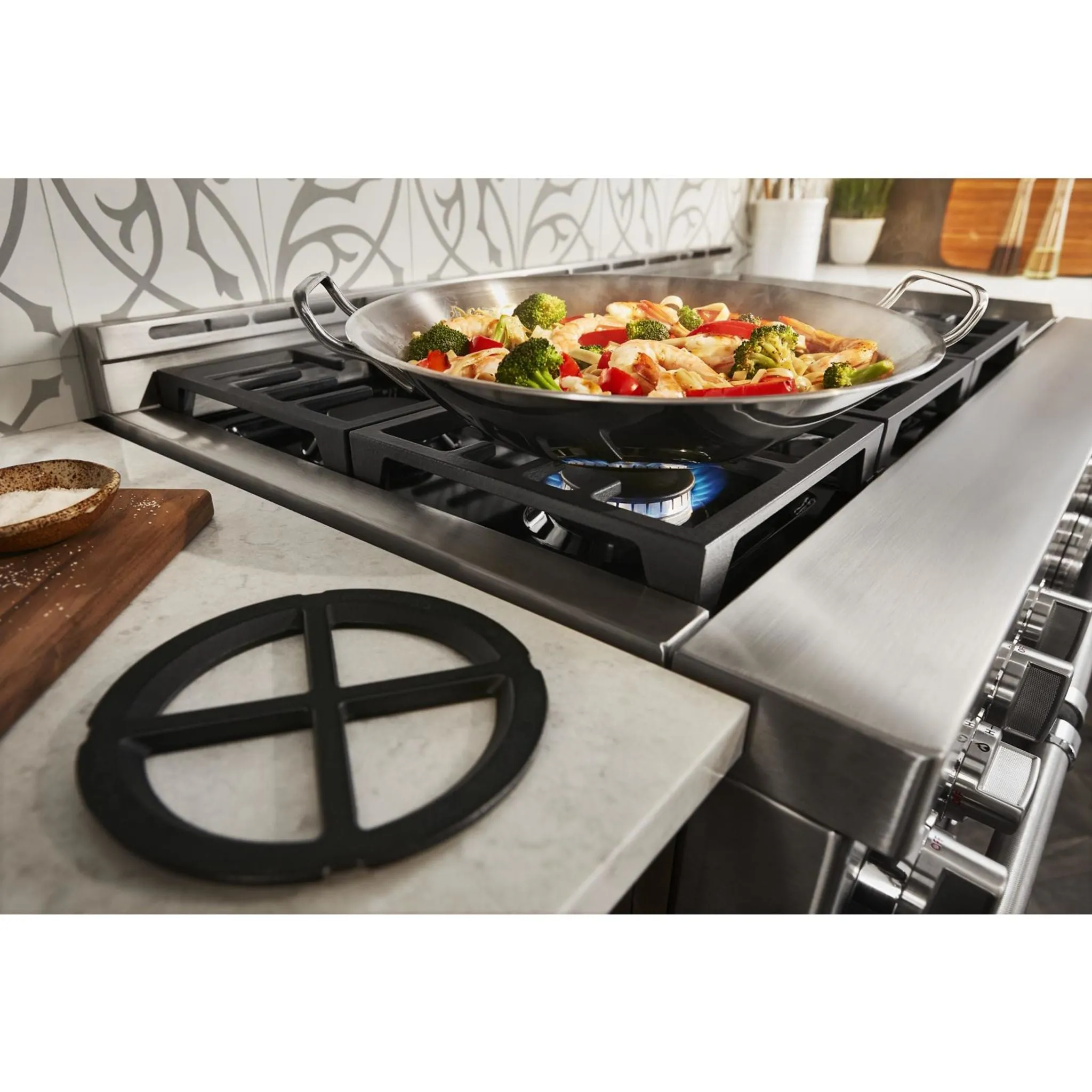 KitchenAid  48'' Smart Commercial-Style Gas Range with Griddle (KFGC558JSS)