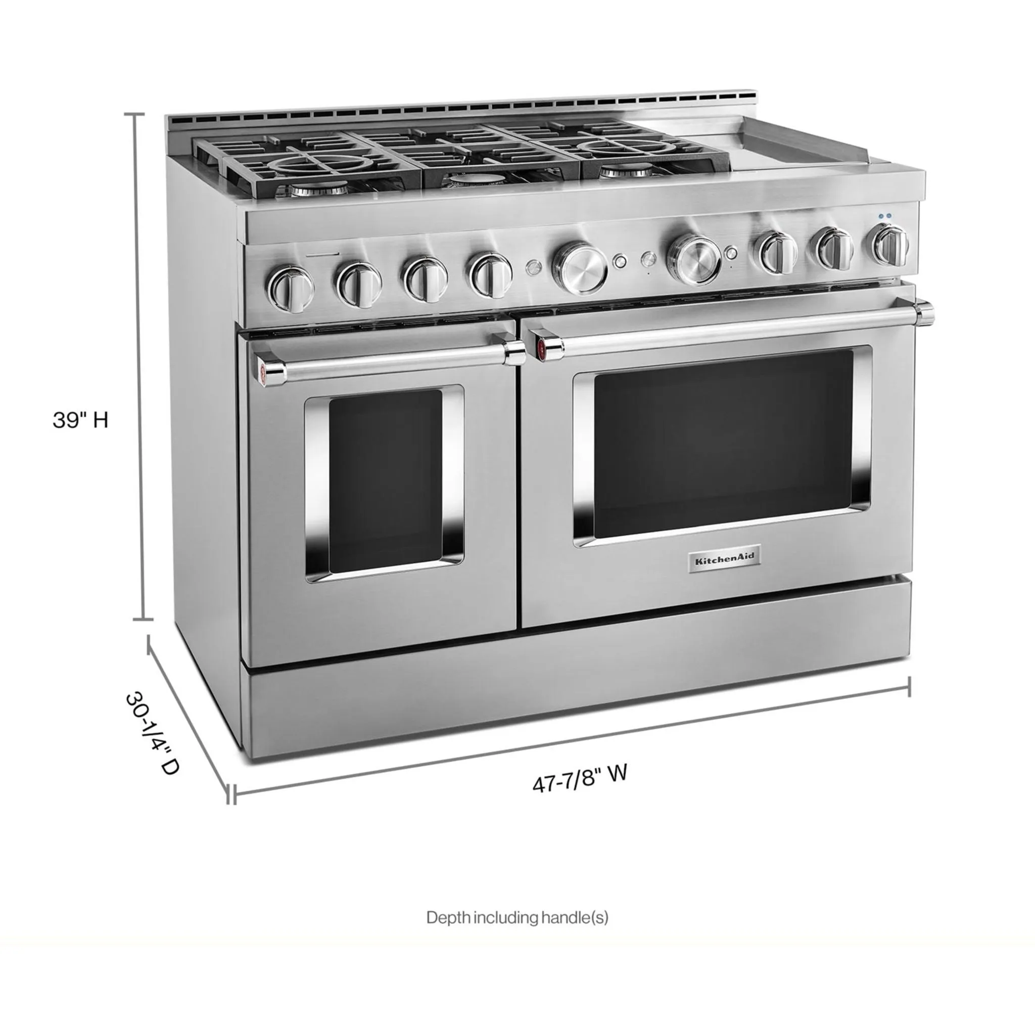 KitchenAid  48'' Smart Commercial-Style Gas Range with Griddle (KFGC558JSS)