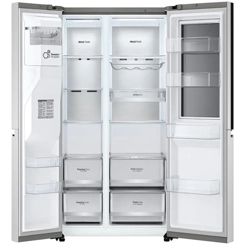 LG InstaView GSXV90BSAE Plumbed American-Style Smart Fridge Freezer - Stainless Steel