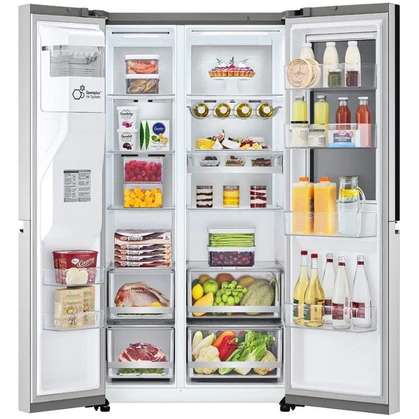 LG InstaView GSXV90BSAE Plumbed American-Style Smart Fridge Freezer - Stainless Steel