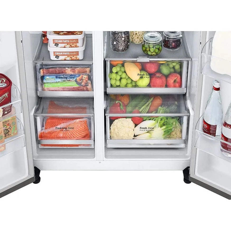 LG InstaView GSXV90BSAE Plumbed American-Style Smart Fridge Freezer - Stainless Steel