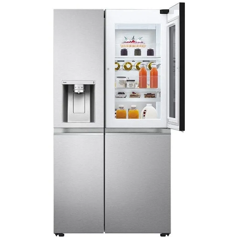 LG InstaView GSXV90BSAE Plumbed American-Style Smart Fridge Freezer - Stainless Steel