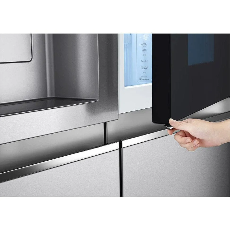 LG InstaView GSXV90BSAE Plumbed American-Style Smart Fridge Freezer - Stainless Steel