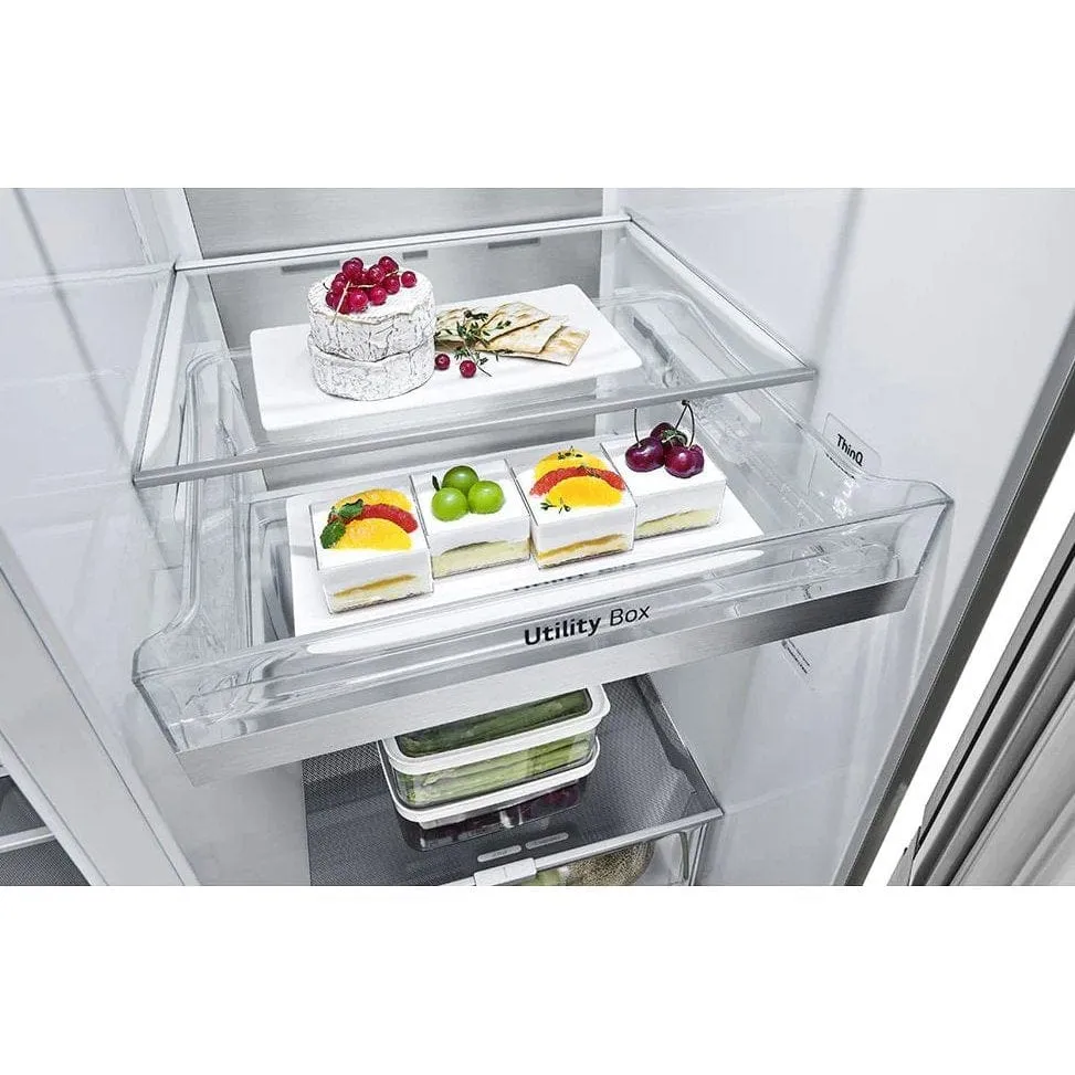 LG InstaView GSXV90BSAE Plumbed American-Style Smart Fridge Freezer - Stainless Steel