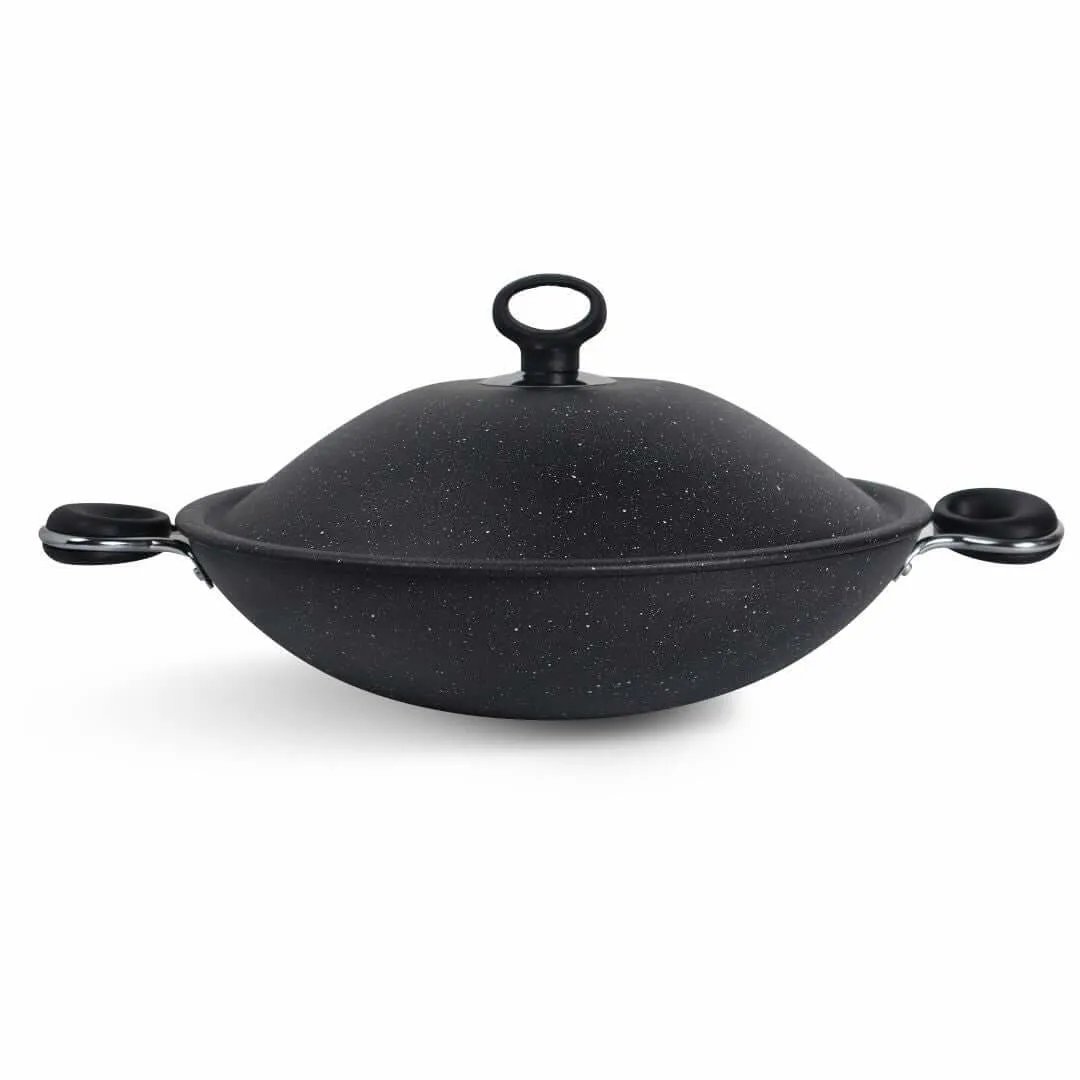 Marble Coated Queen Wok (Karahi) - Black