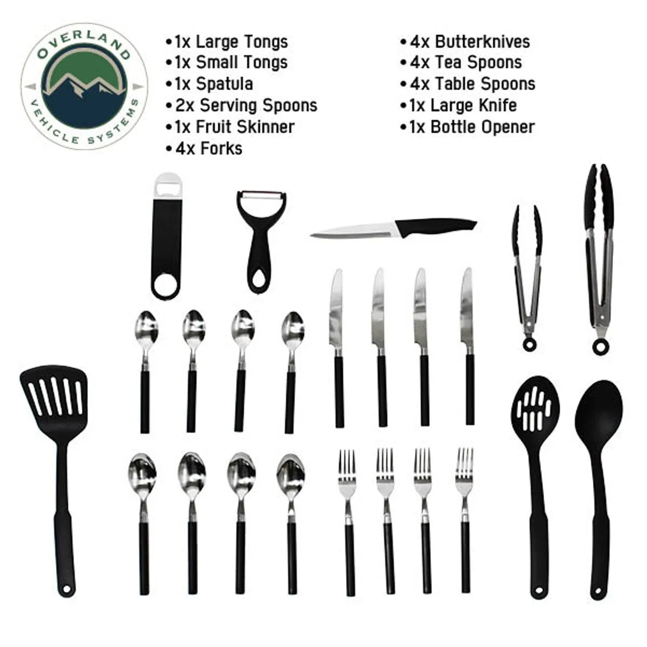 Overland Vehicle Systems 24 Piece Cooking & Utensil Kit   Carrying Case - Recon Recovery