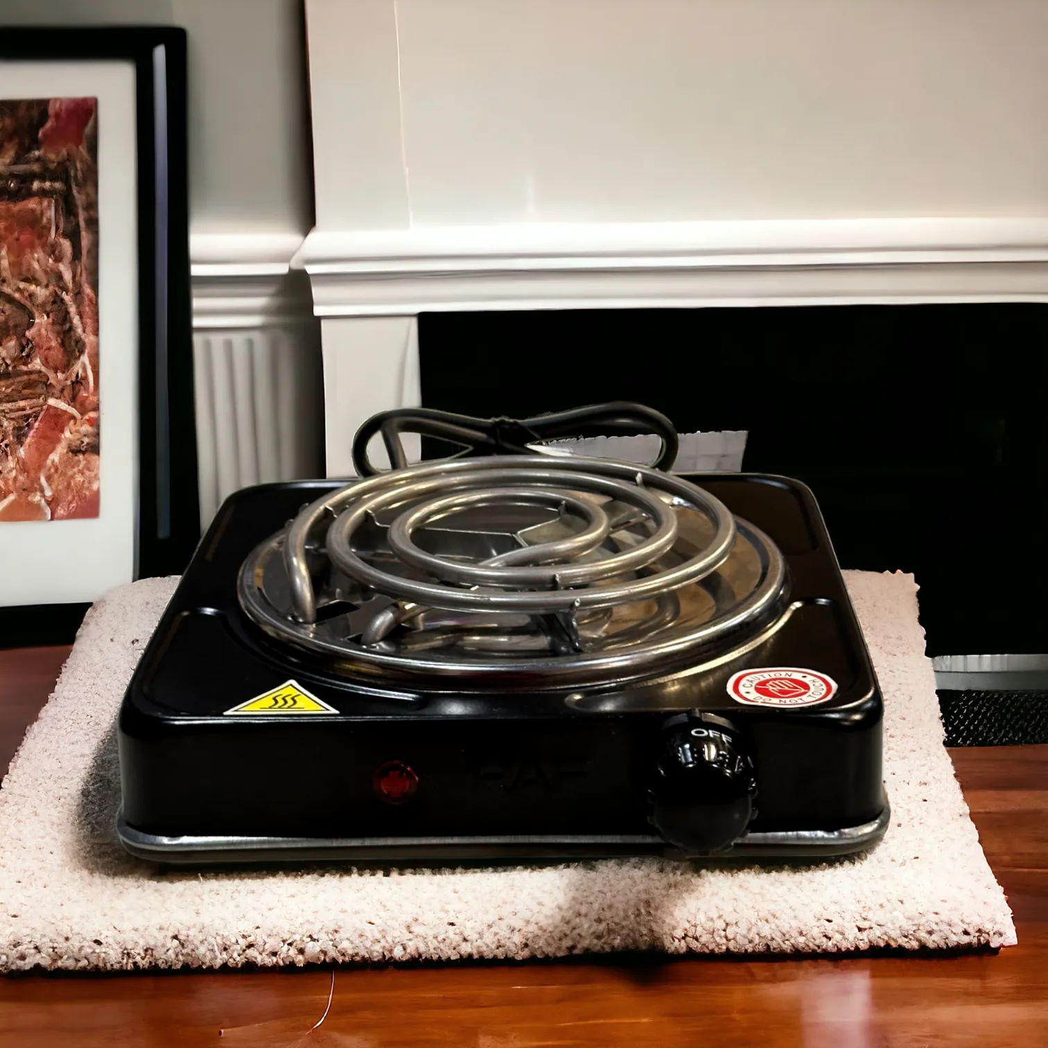 Raf Electric Single-Burner Spiral Stove Hot Plate-Black