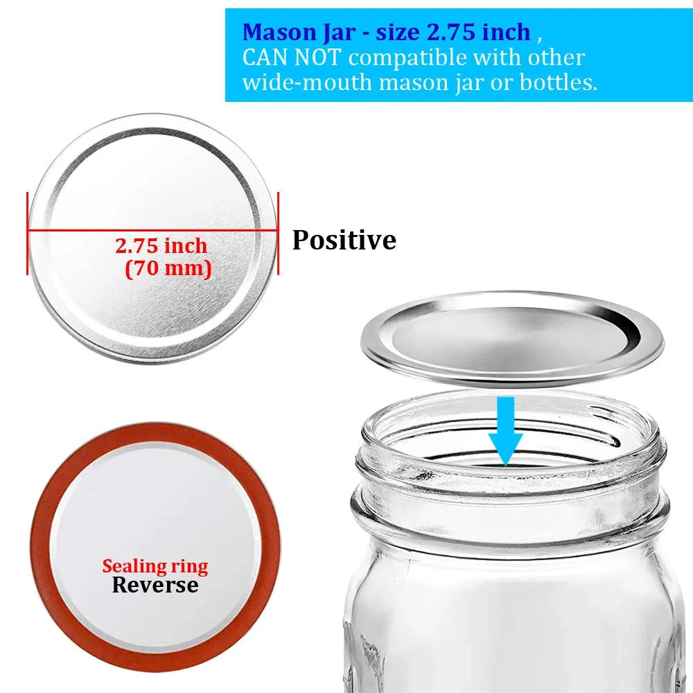 Regular-Mouth Silver Canning Lids for Glass Mason, Kerr, Ball, etc. Jars - 120 Pack