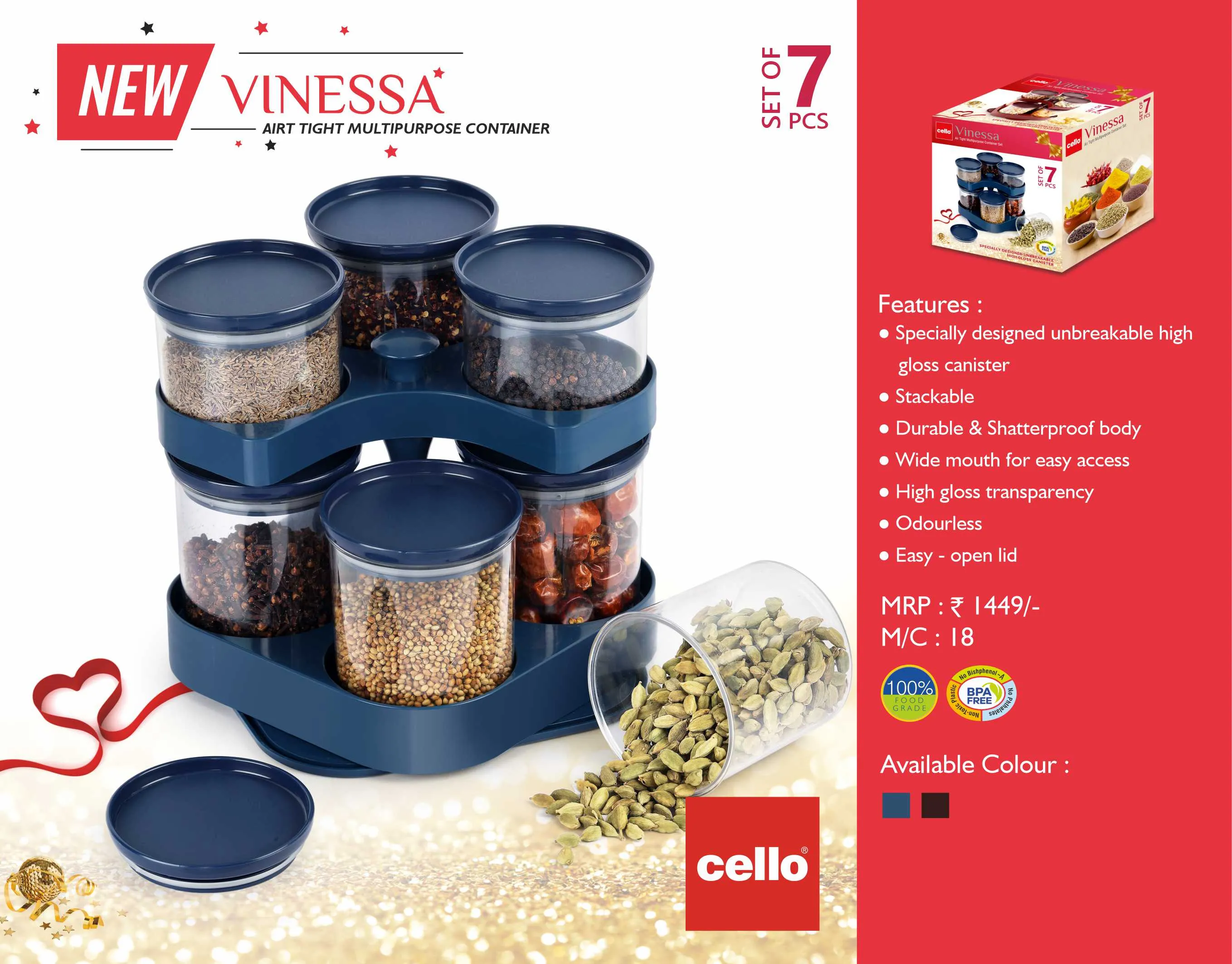 Vinessa Multipurpose Canister Set, 7 Pieces