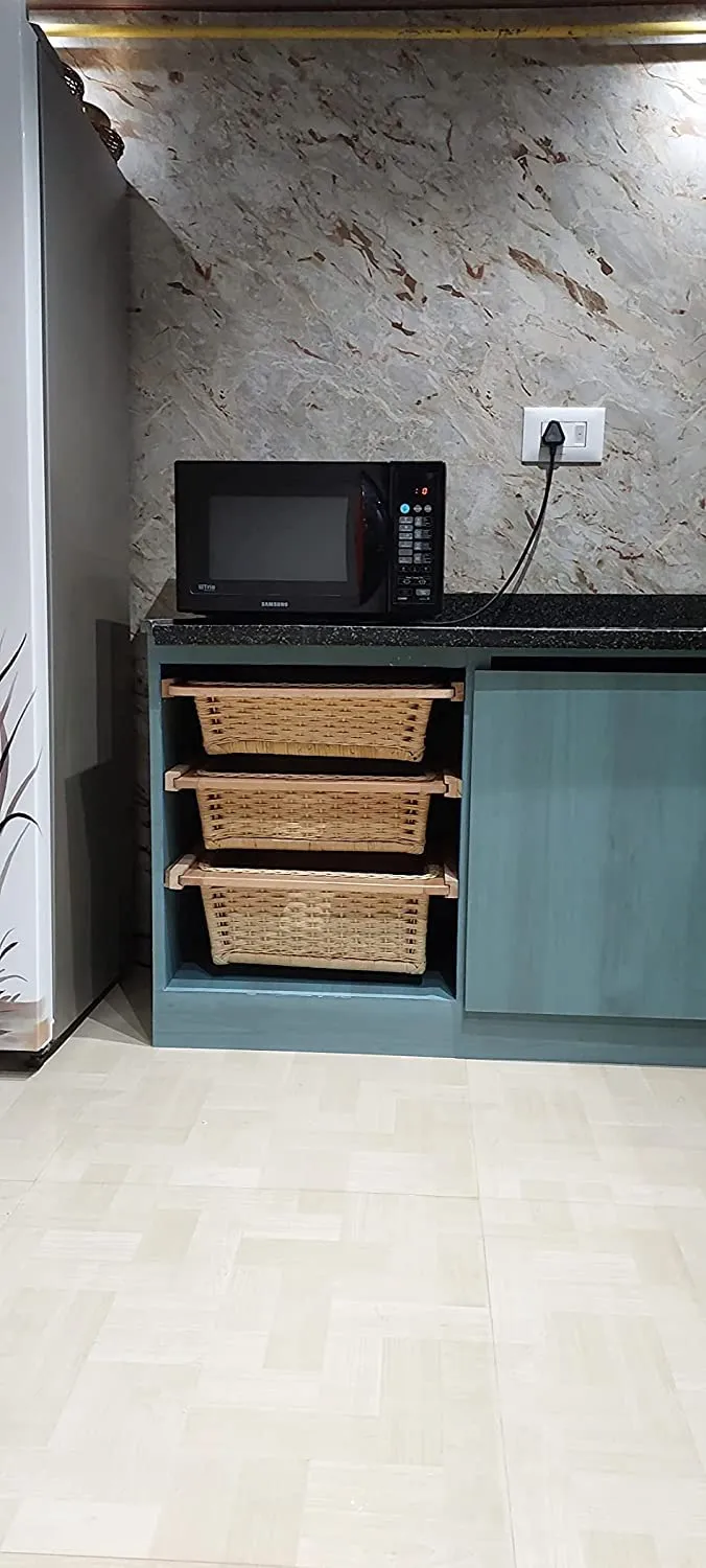 Wicker Basket for Modular Kitchen | Pull Out Wicker Basket 16.5 x 20 x 8 - Saira